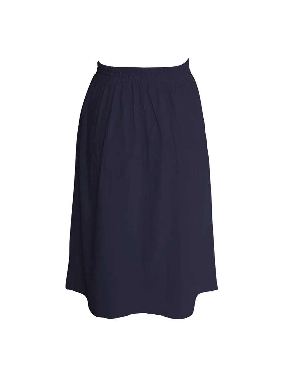 A-lined Buttons Knee Length Midi Skirt with Pockets