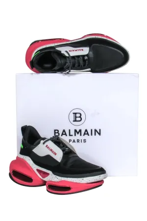 Balmain - Black, White & Pink Chunky "B-Bold" Sneakers Sz 10