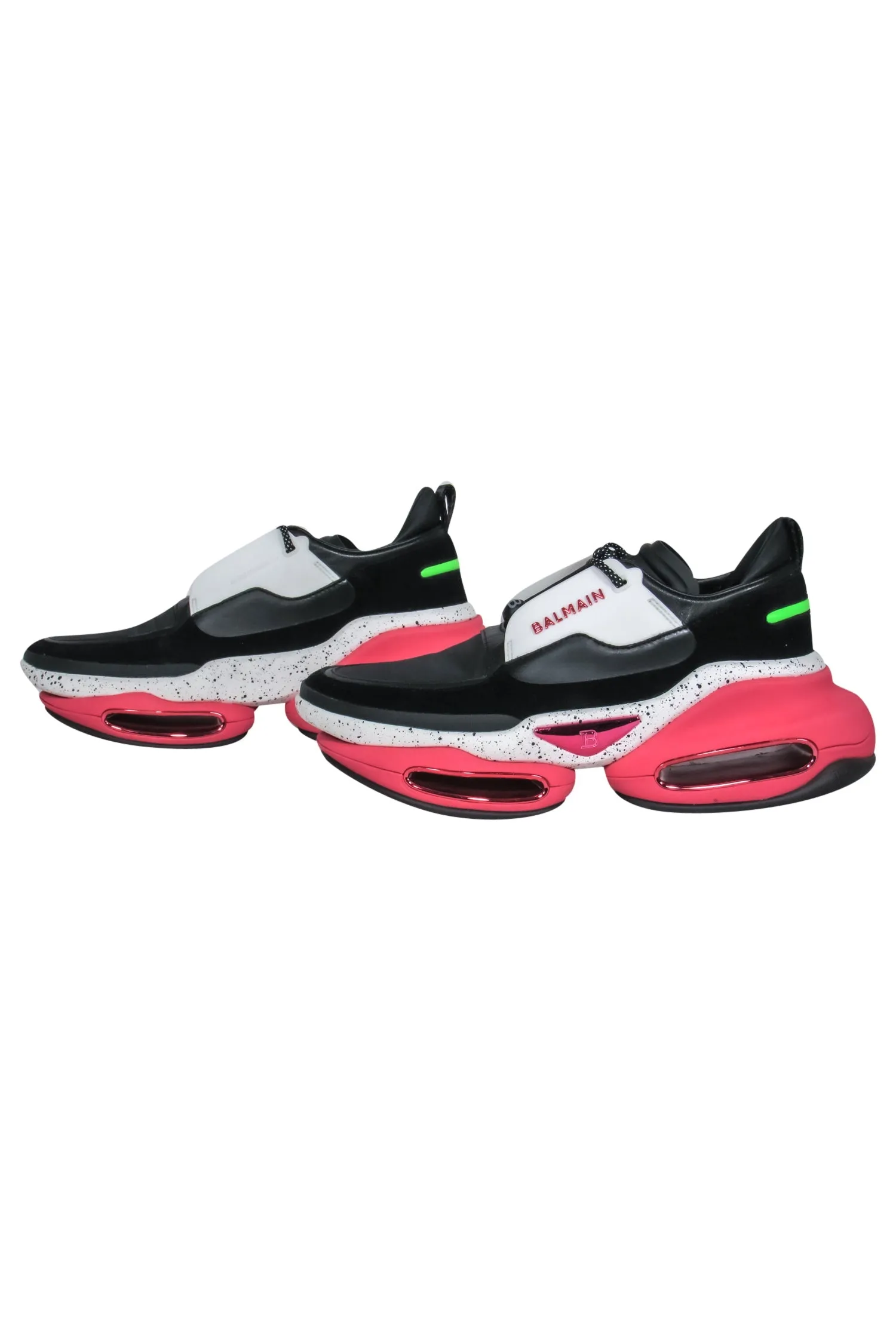 Balmain - Black, White & Pink Chunky "B-Bold" Sneakers Sz 10