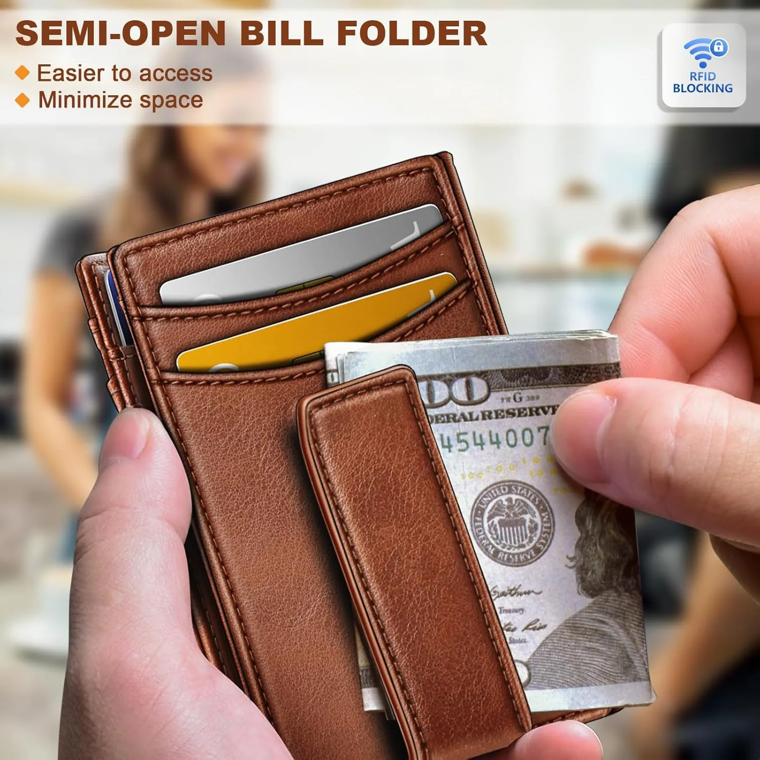 BULLIANT Men Airtag Wallet,Slim Wallet Money Clip Card Holder Magnetic Closure 12 Cards in Front Pocket RFID Blocking