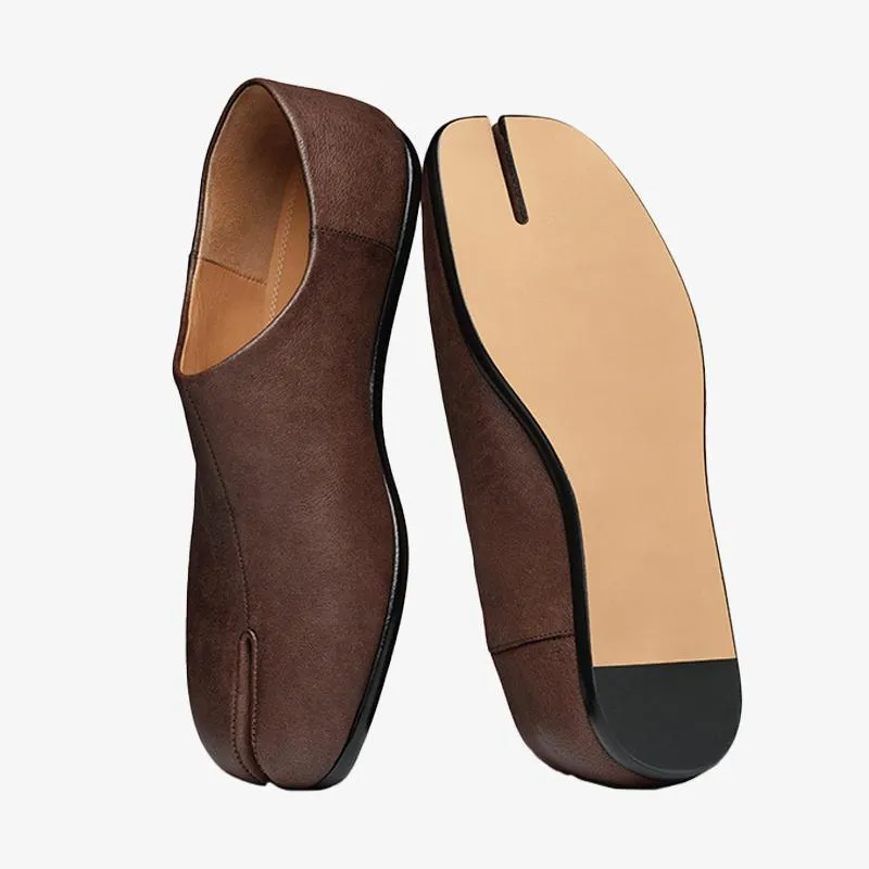 Burgundy Split-Toe Leather Shoes