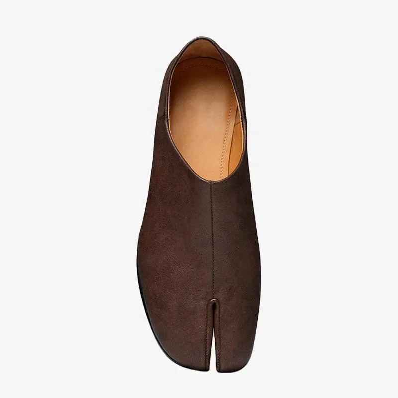 Burgundy Split-Toe Leather Shoes