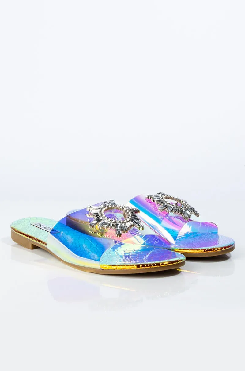 Cape Robbin Womens Frozen Slip On Mules Slides Sandals Mermaid (6, Mermaid)