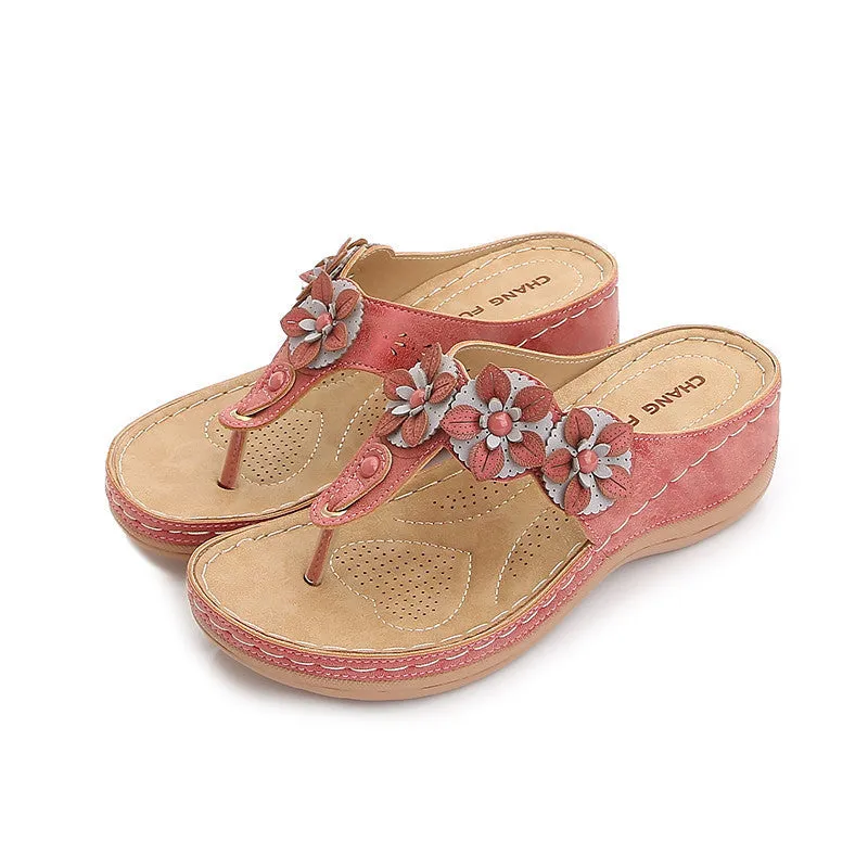 Cilool Floral Lightweight Soft Sole Comfort Flip-flops