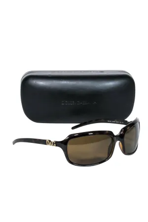 Dolce & Gabbana - Brown Marbled Polarized Square Sunglasses
