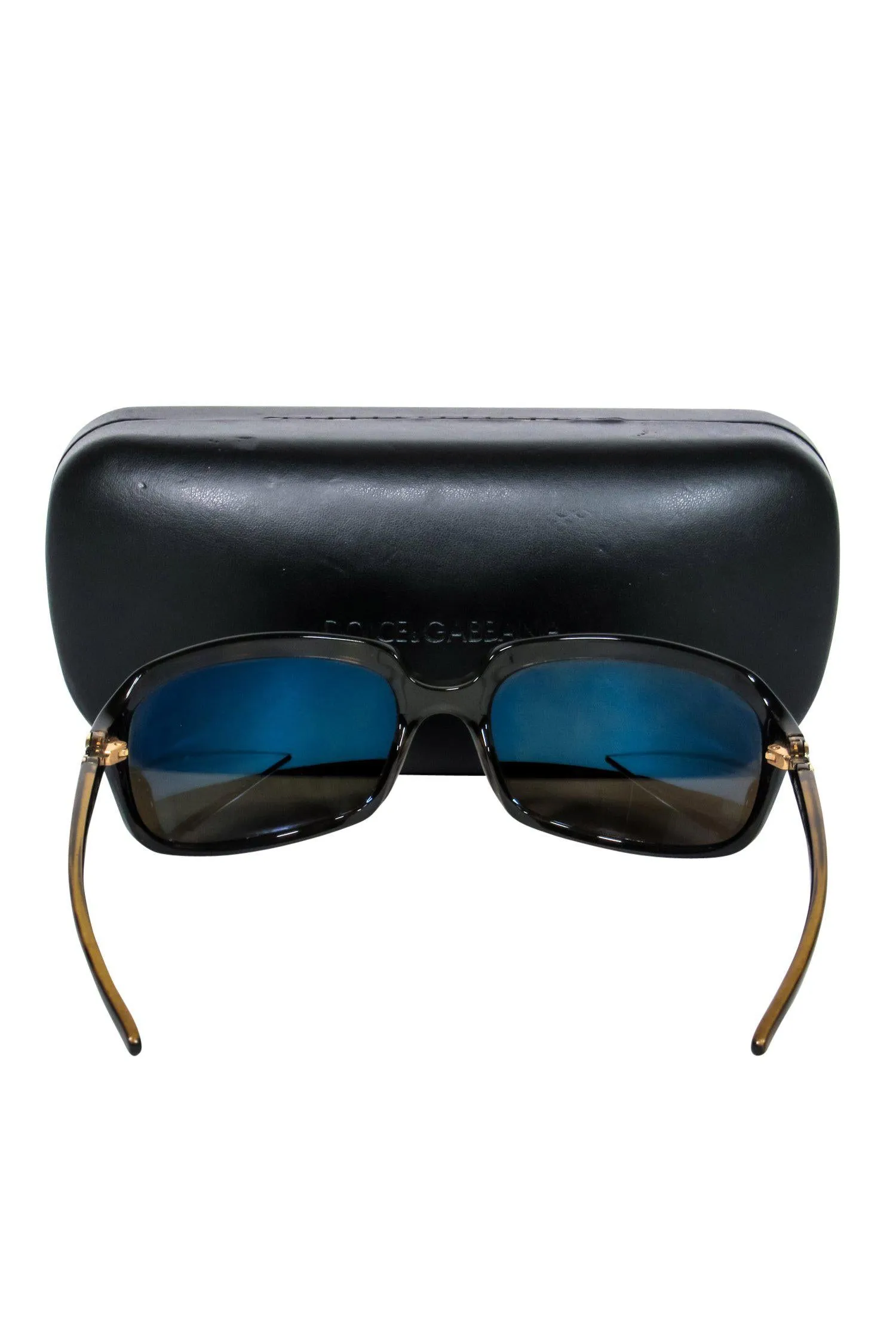 Dolce & Gabbana - Brown Marbled Polarized Square Sunglasses