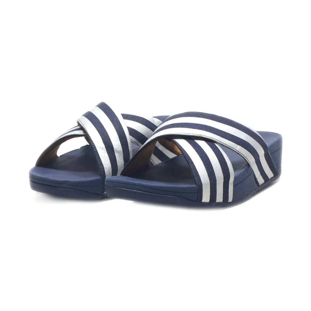 Fitflop Metalic Stripe Wedge Sandals Fabric Silver Colour For Women