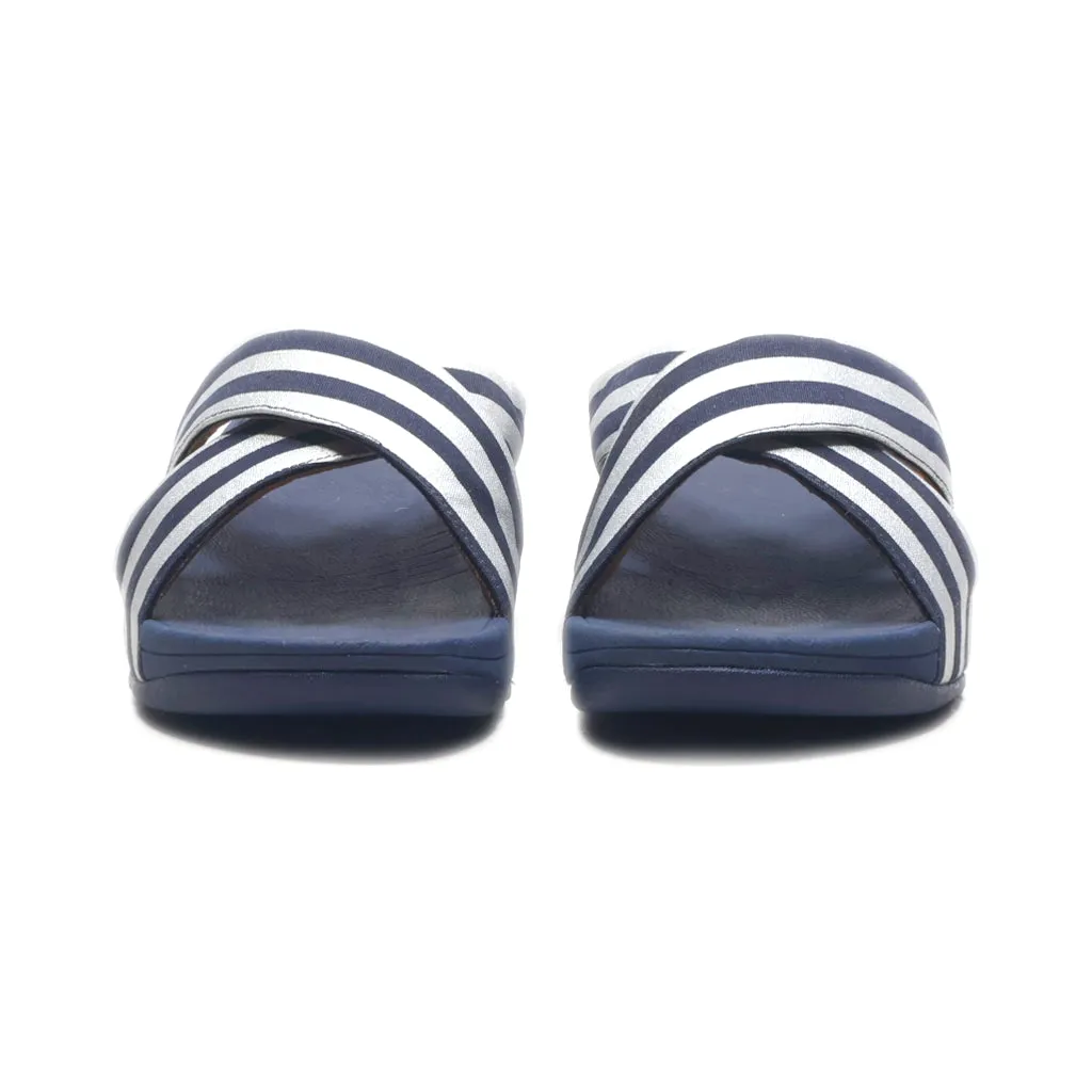 Fitflop Metalic Stripe Wedge Sandals Fabric Silver Colour For Women