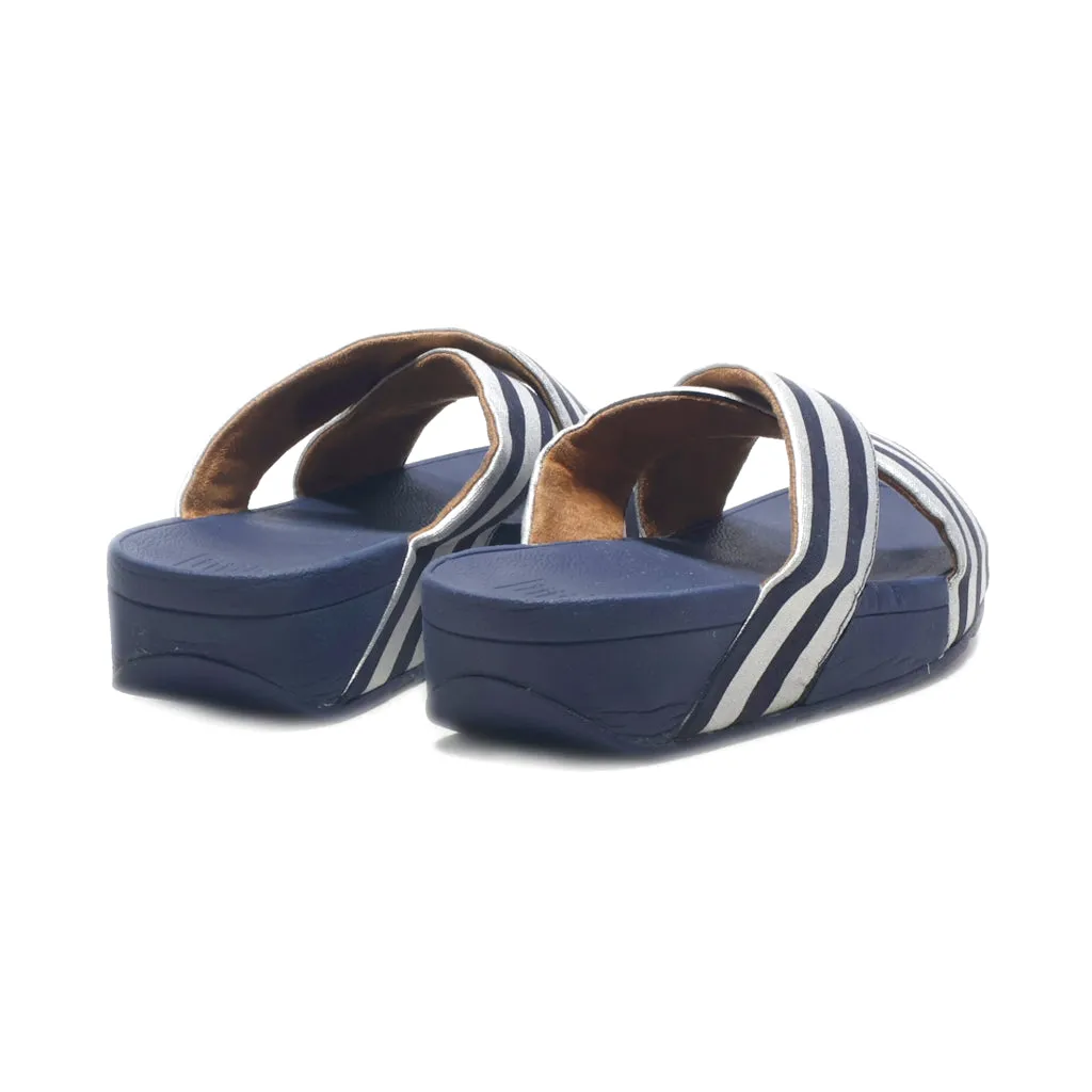 Fitflop Metalic Stripe Wedge Sandals Fabric Silver Colour For Women