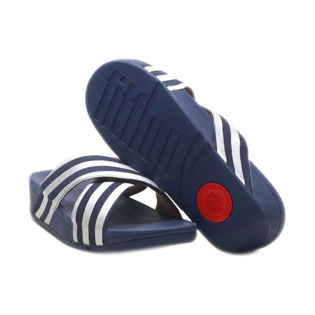 Fitflop Metalic Stripe Wedge Sandals Fabric Silver Colour For Women
