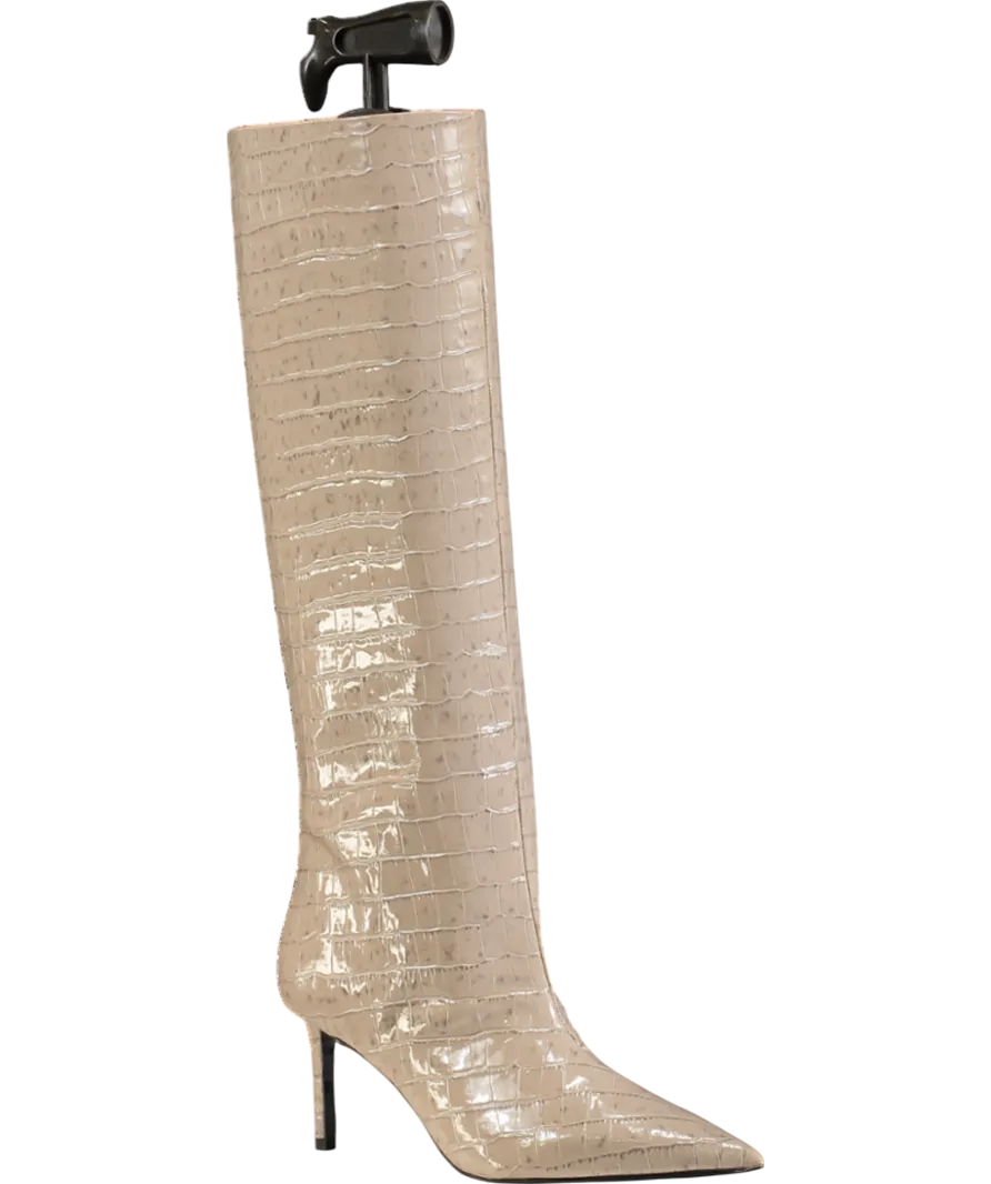 Ingliliz Beige Patent Croco Embossed Leather Boots UK 3 EU 36 👠