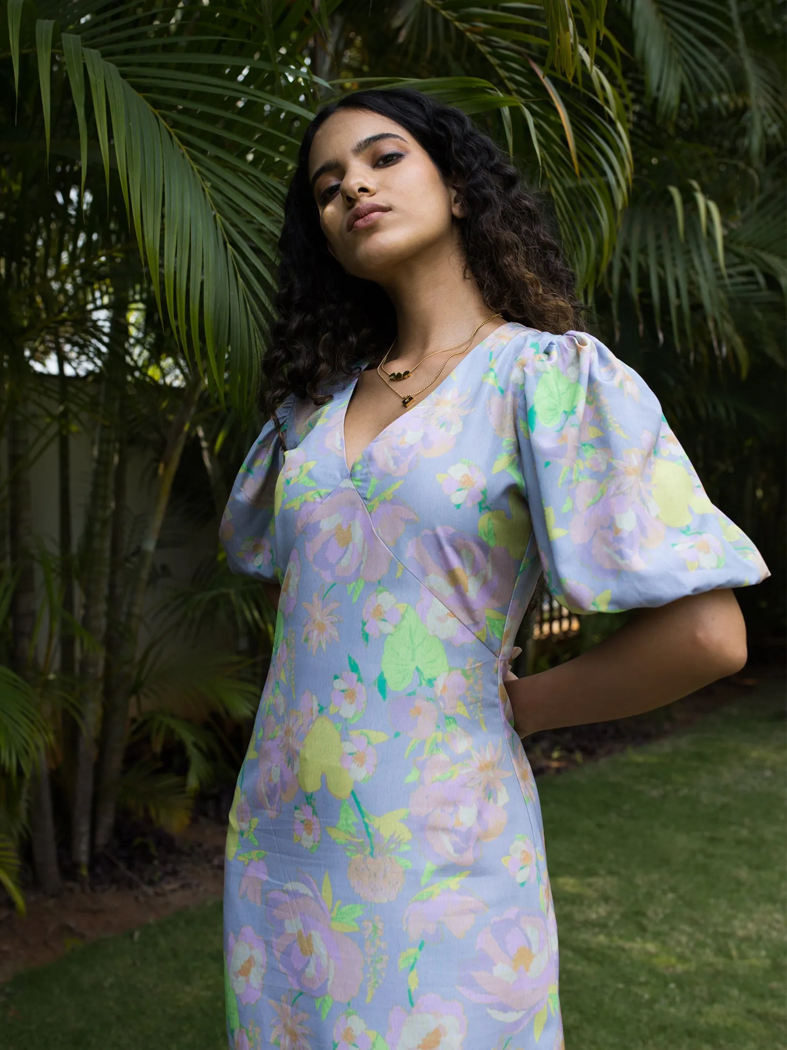 IS.U Floral Purple High Low Midaxi Dress
