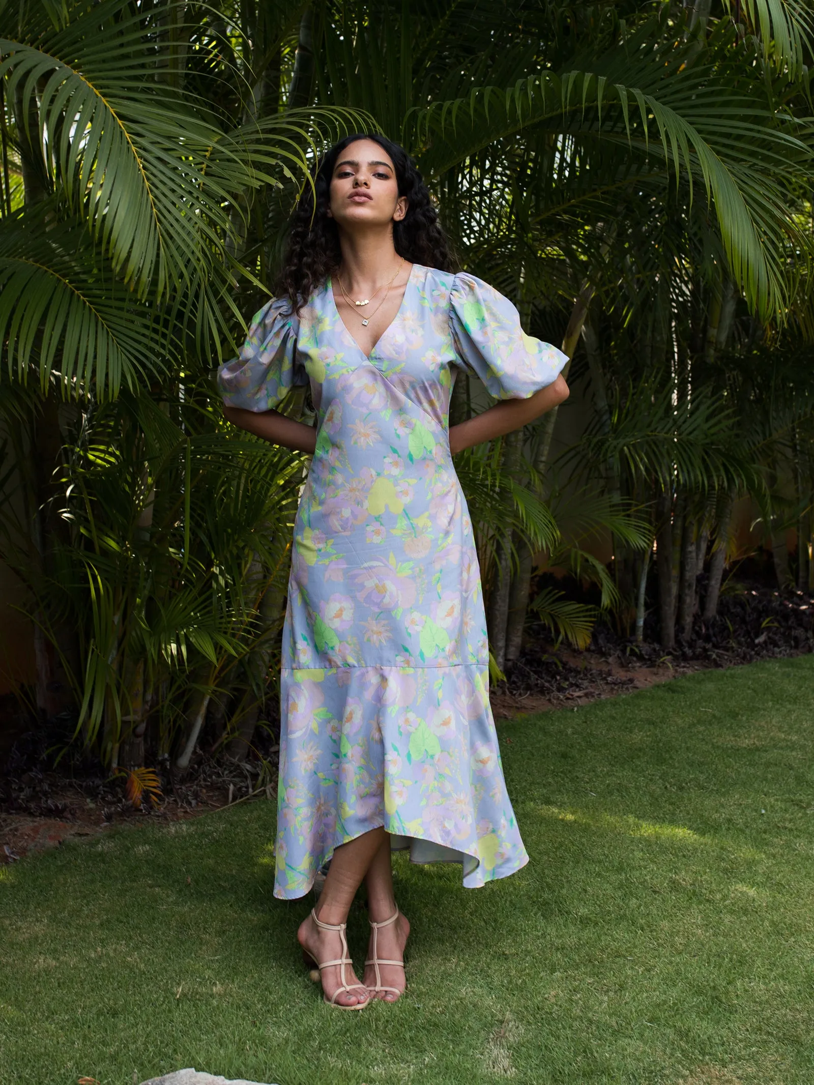 IS.U Floral Purple High Low Midaxi Dress