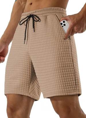 JMIERR Mens Sweat Shorts Casual Stretch Elastic Waist Waffle Workout Gym Short 7 inch Inseam Running Short with Pocket