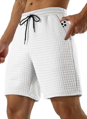 JMIERR Mens Sweat Shorts Casual Stretch Elastic Waist Waffle Workout Gym Short 7 inch Inseam Running Short with Pocket