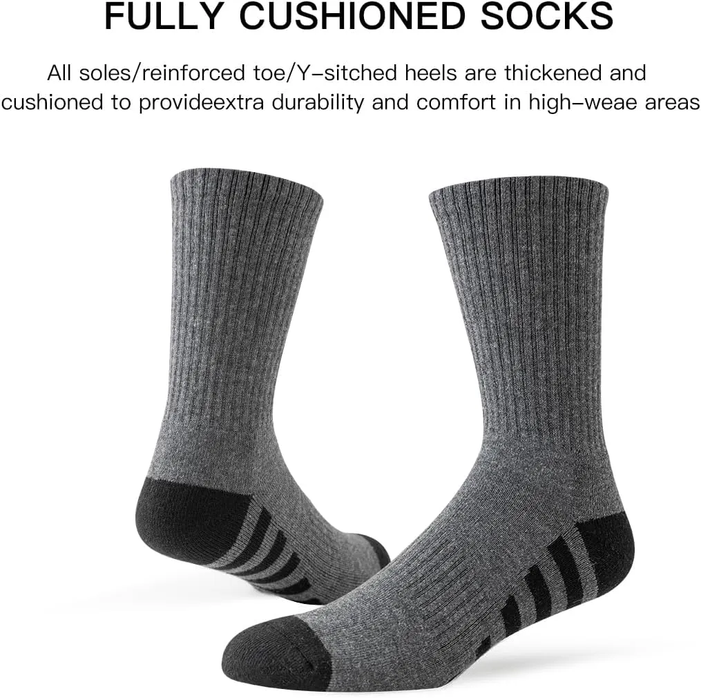 JOYN??E 8 Pairs Mens Crew Work Cushion Socks Long Athletic Running Socks Workout Breathable Socks