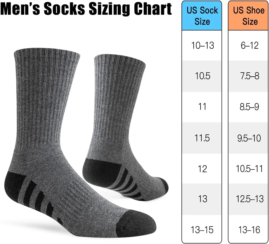 JOYN??E 8 Pairs Mens Crew Work Cushion Socks Long Athletic Running Socks Workout Breathable Socks