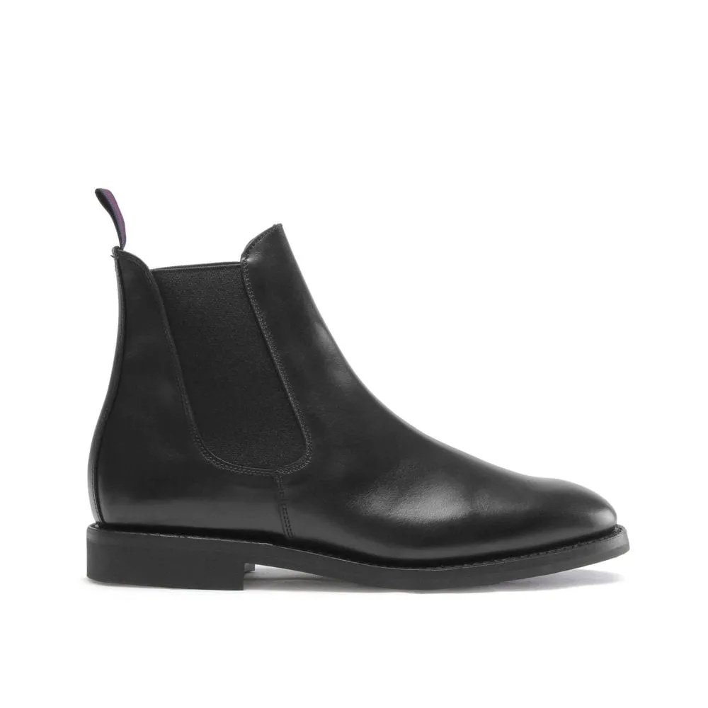 LIAM  Mens Black Calf Chelsea Boot with Rubber sole by SANDERS