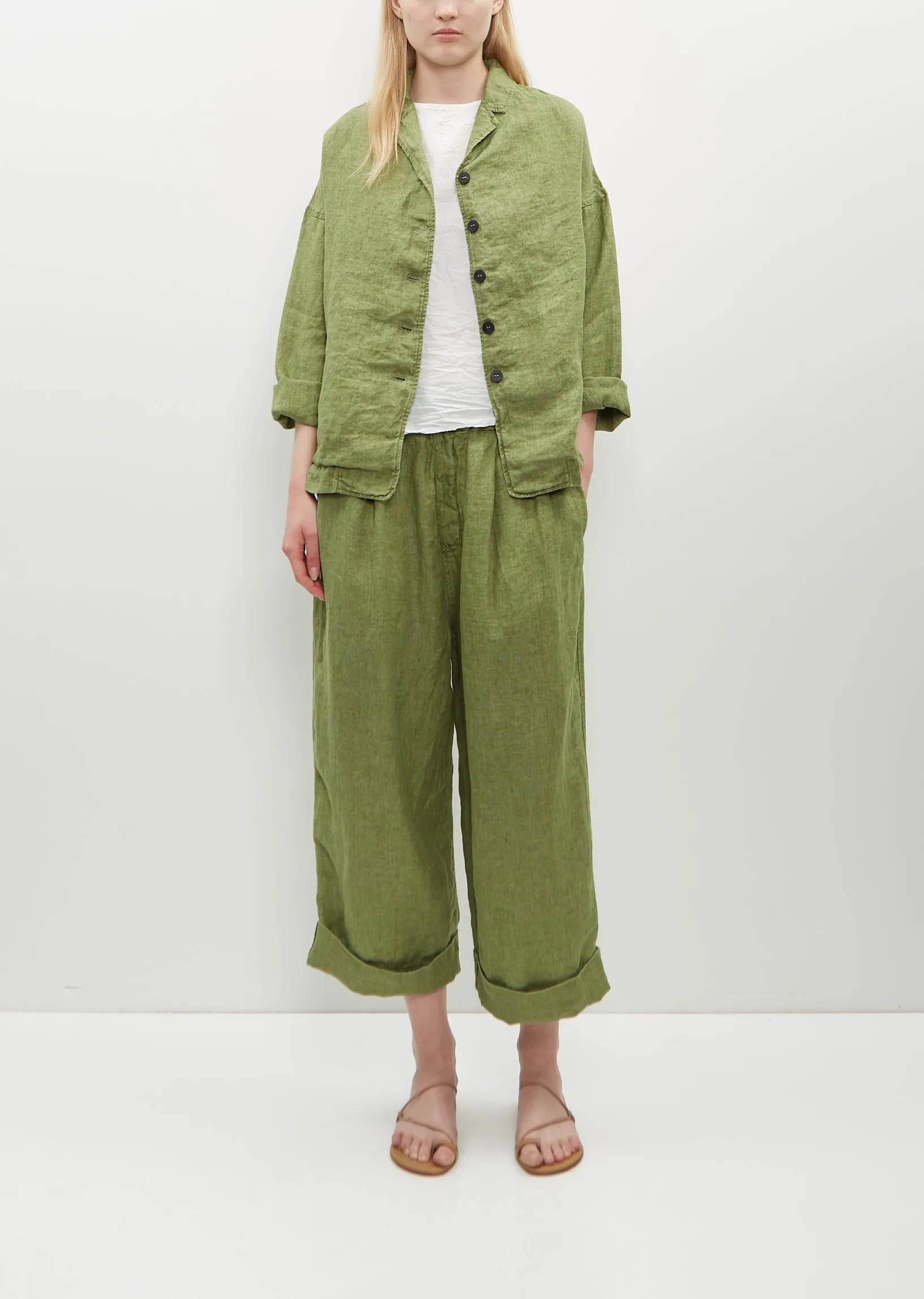 Linen Loose Blazer — Green