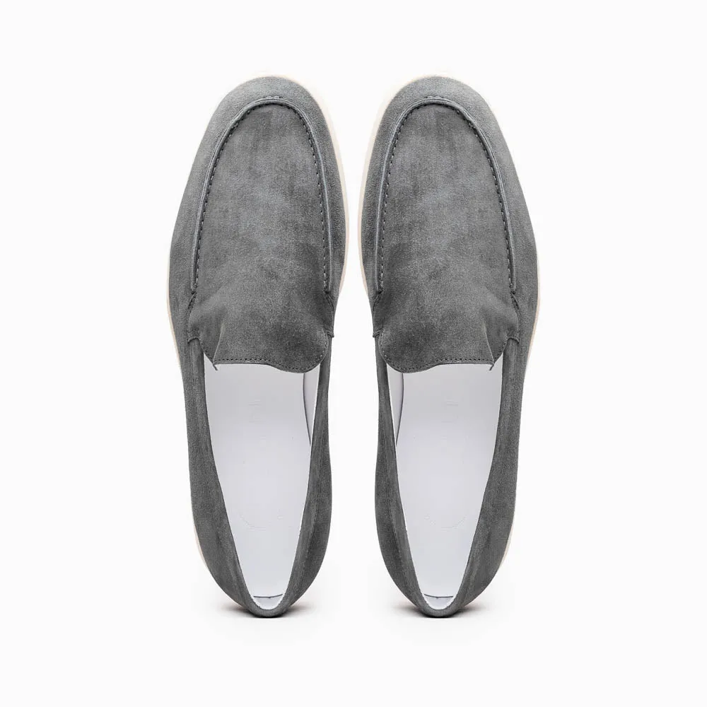 Livorno Sueded Italian Goatskin Loafer in Grey by Zelli Italia