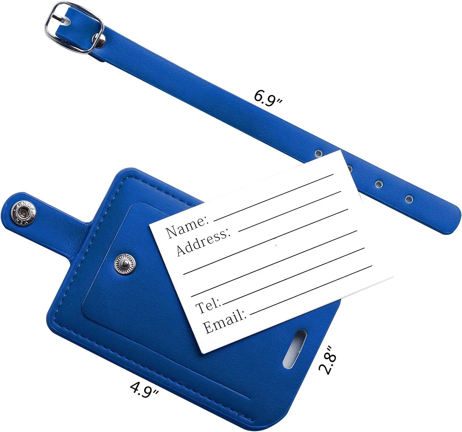 Luggage Bag Tags Leather Travel ID Labels Suitcase Name Tags with Snap