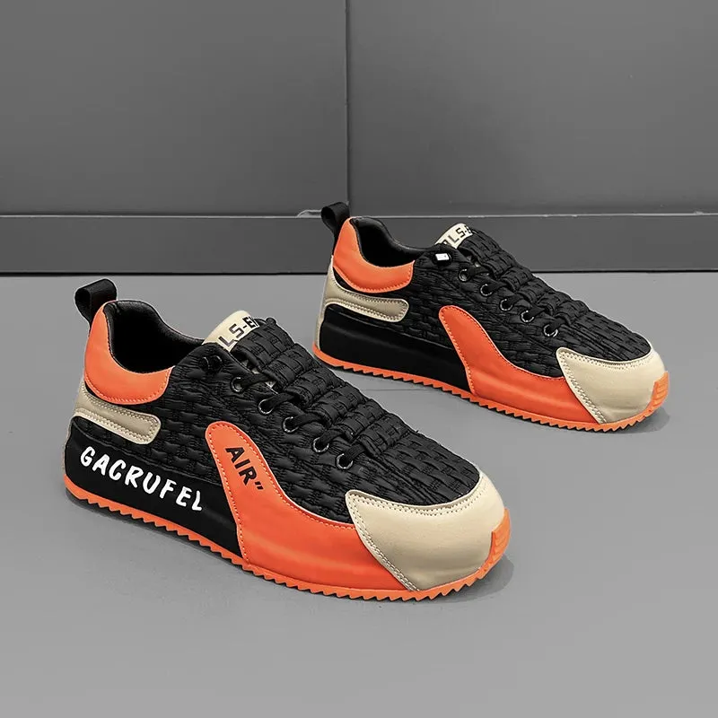 Men’s Designer Casual Sneakers - Microfiber Leather Upper, Fashion Board Shoes with Hidden Platform for Height Increase