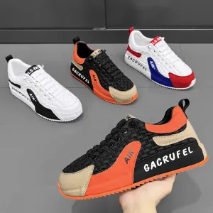 Men’s Designer Casual Sneakers - Microfiber Leather Upper, Fashion Board Shoes with Hidden Platform for Height Increase