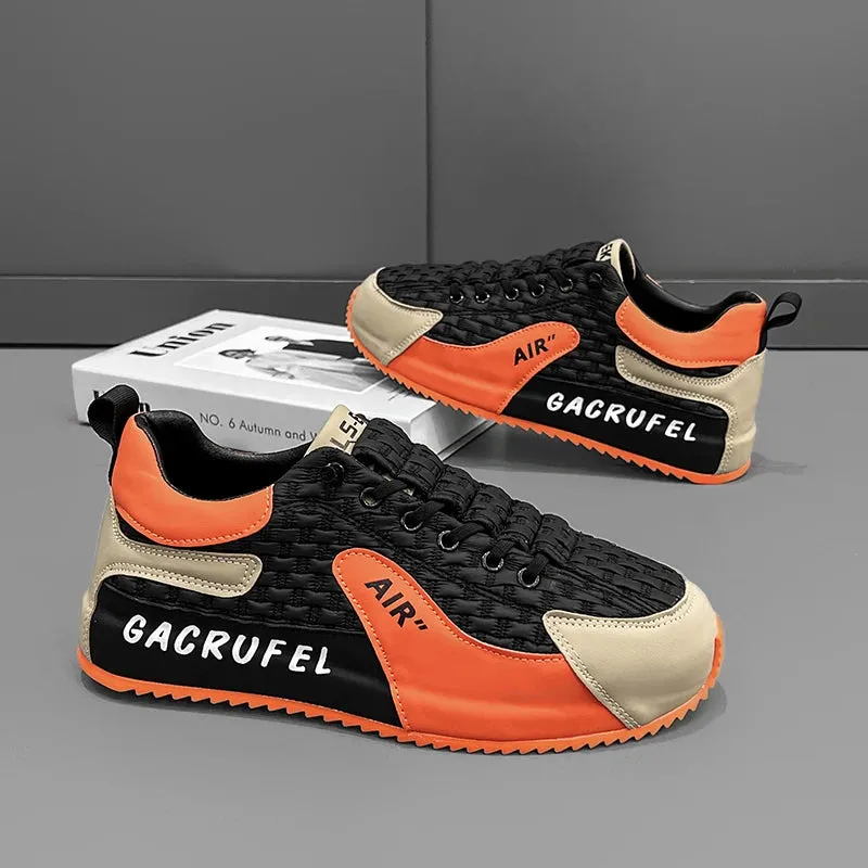 Men’s Designer Casual Sneakers - Microfiber Leather Upper, Fashion Board Shoes with Hidden Platform for Height Increase