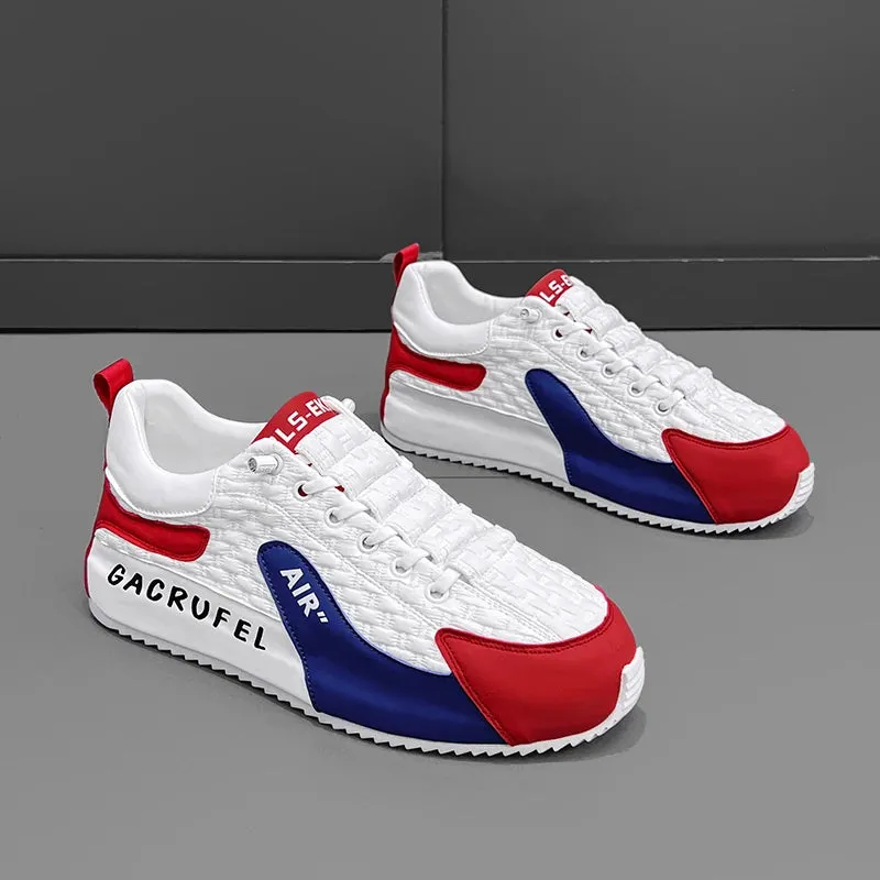 Men’s Designer Casual Sneakers - Microfiber Leather Upper, Fashion Board Shoes with Hidden Platform for Height Increase