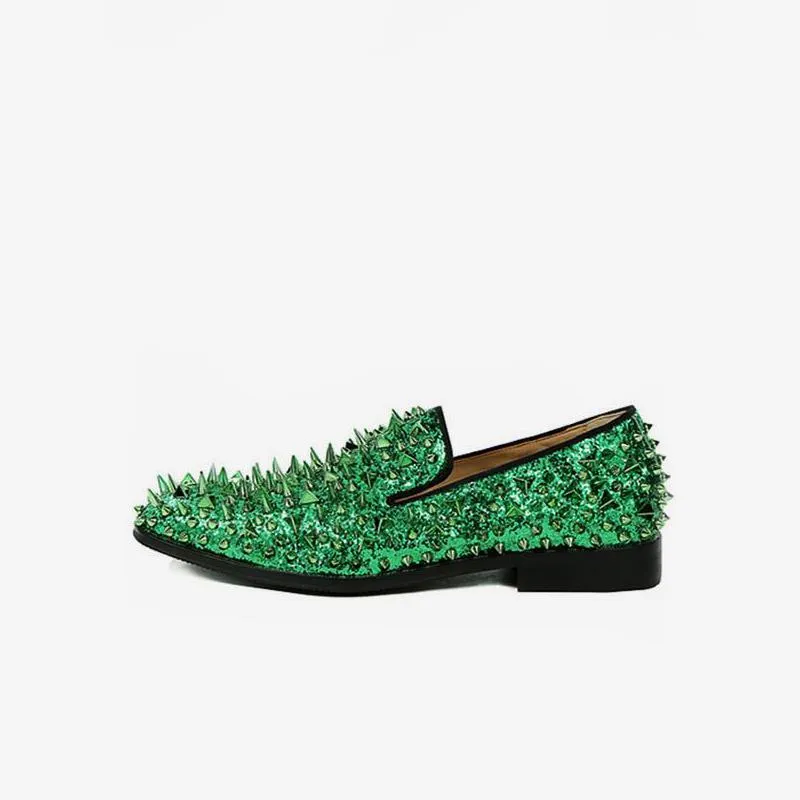 Mens Spike Loafers shoes Glitter