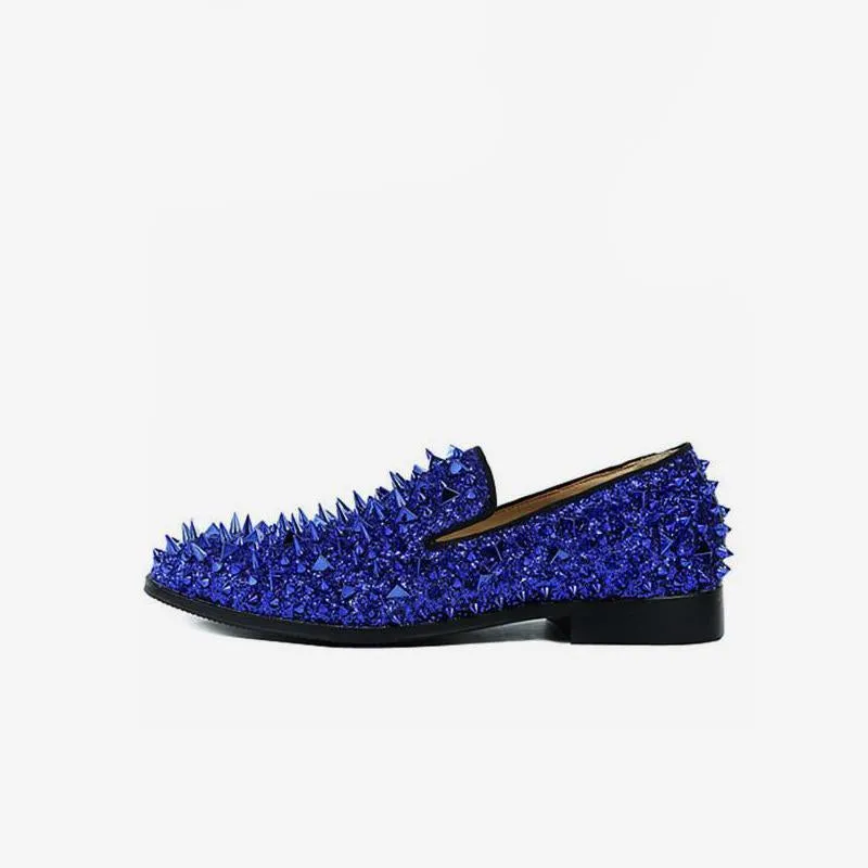 Mens Spike Loafers shoes Glitter