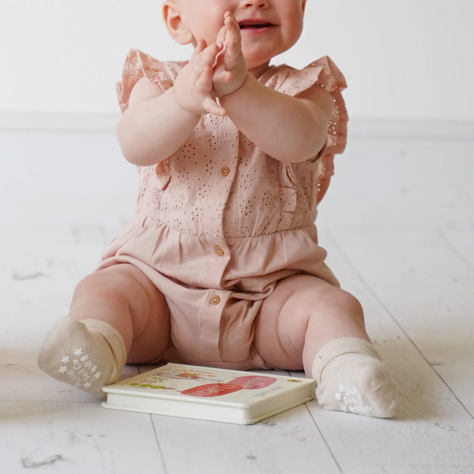 Non-Slip Stay On Baby and Toddler Socks - 3 Pack in Mustard and Oatmeal