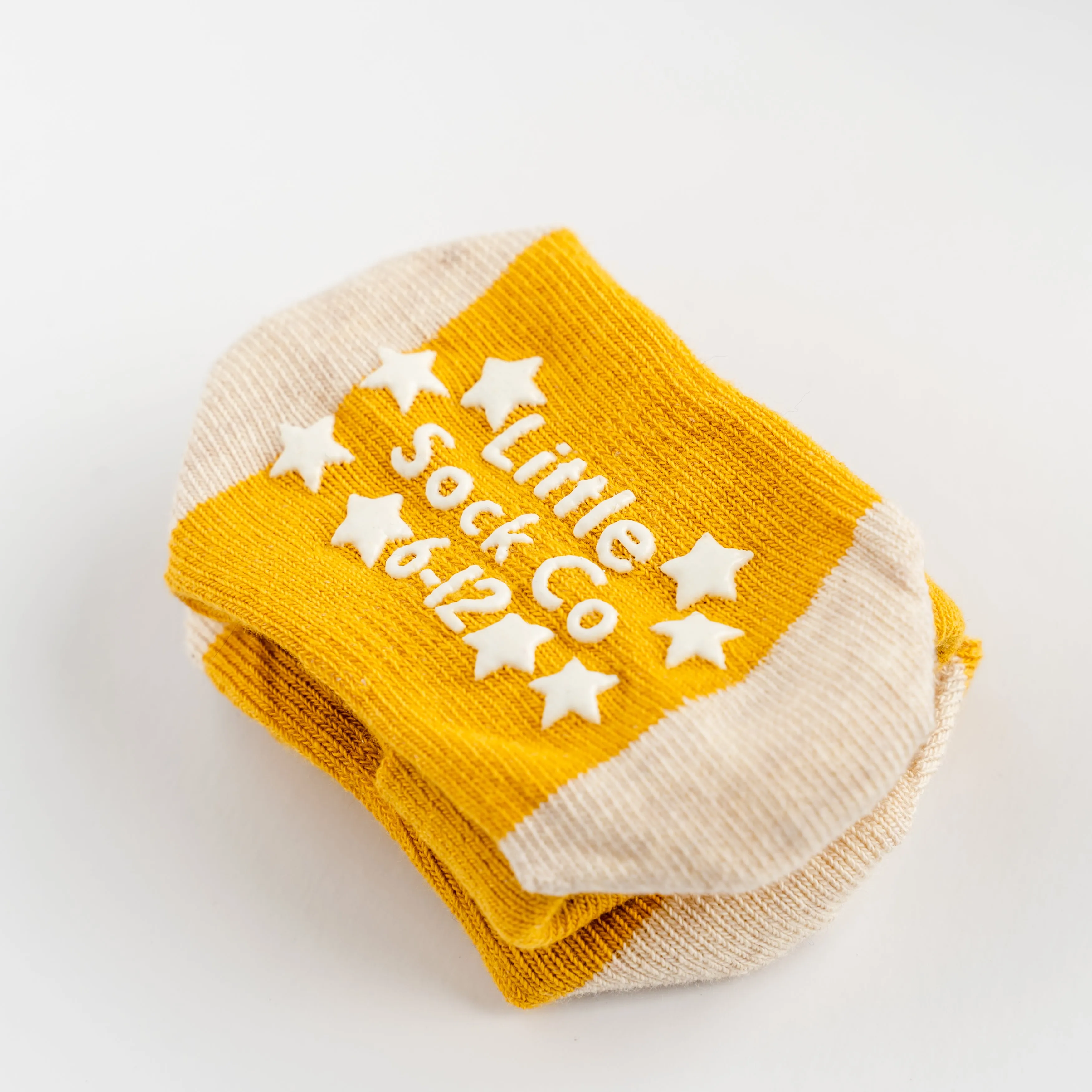 Non-Slip Stay On Baby and Toddler Socks - 3 Pack in Mustard and Oatmeal