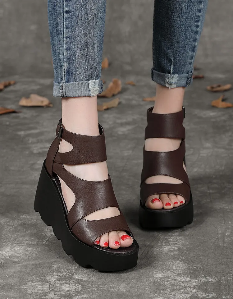 Open Toe Ankle Strap Wedges Sandals for Women