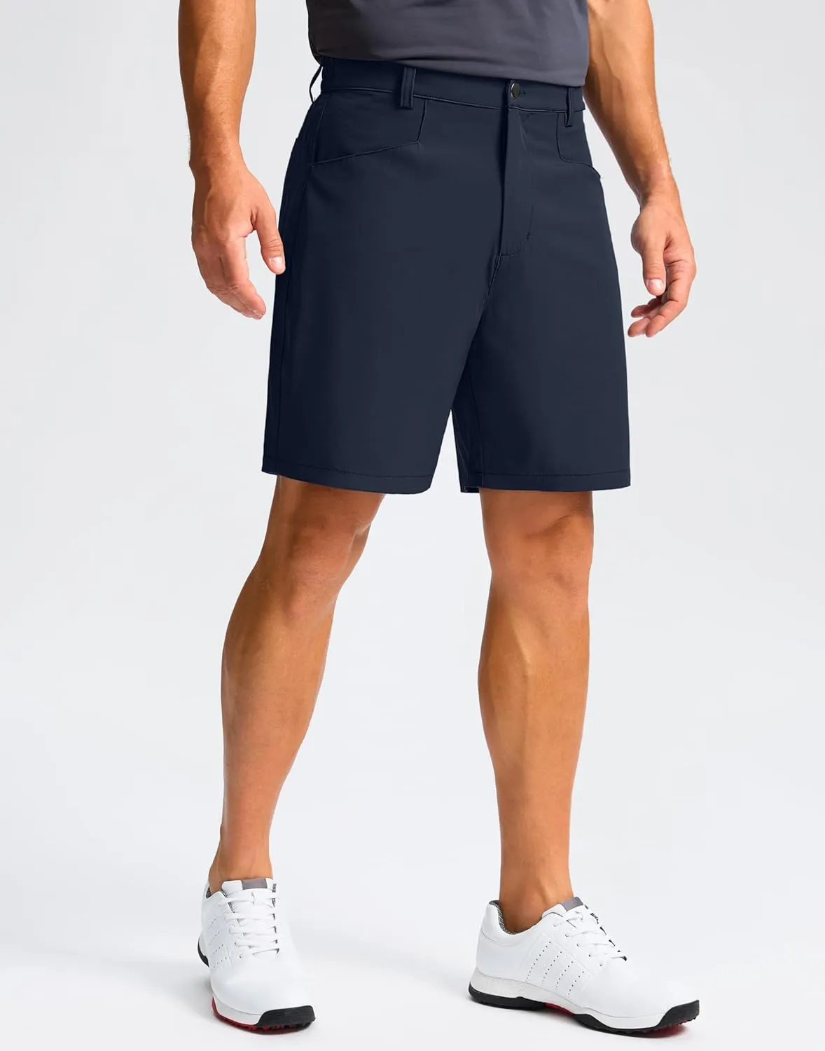 Pudolla Men's Casual Golf Shorts 7" Lightweight Stretch Flat Front Work Dress Shorts for Men with Pockets