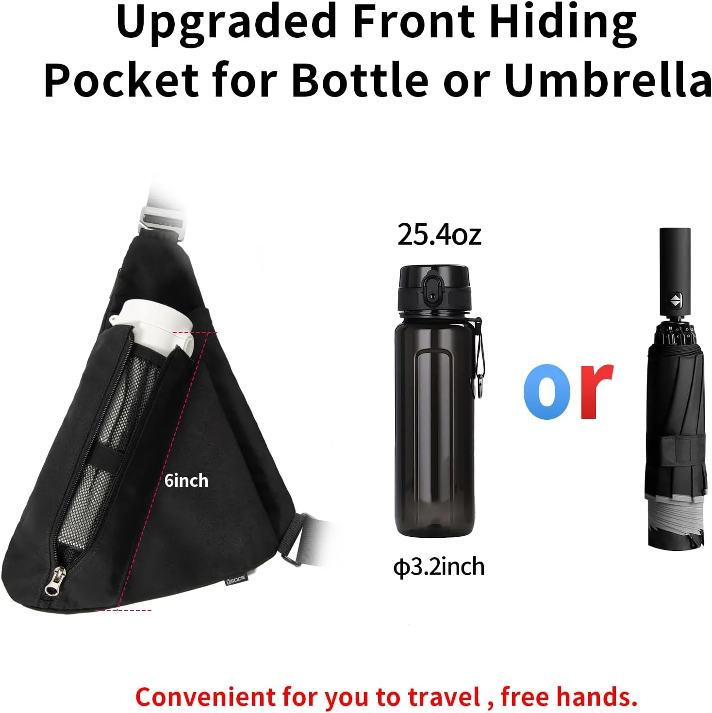 Sling Bag for Women Men,RFID Crossbody Hiking Backpack Chest Shoulder Tactical with Water Bottle Bag for Travel Sports