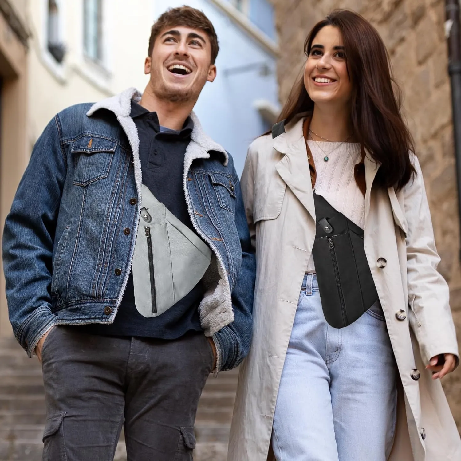 Sling Bag for Women Men,RFID Crossbody Hiking Backpack Chest Shoulder Tactical with Water Bottle Bag for Travel Sports