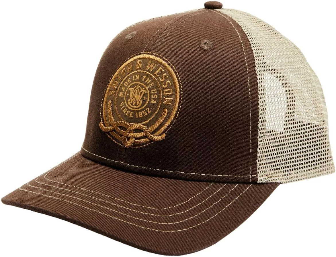 Smith & Wesson? Officially Licensed Men's Trucker Hat, Adjustable Snapback, 6-Panel Mesh Baseball Cap, One Size Fits Most