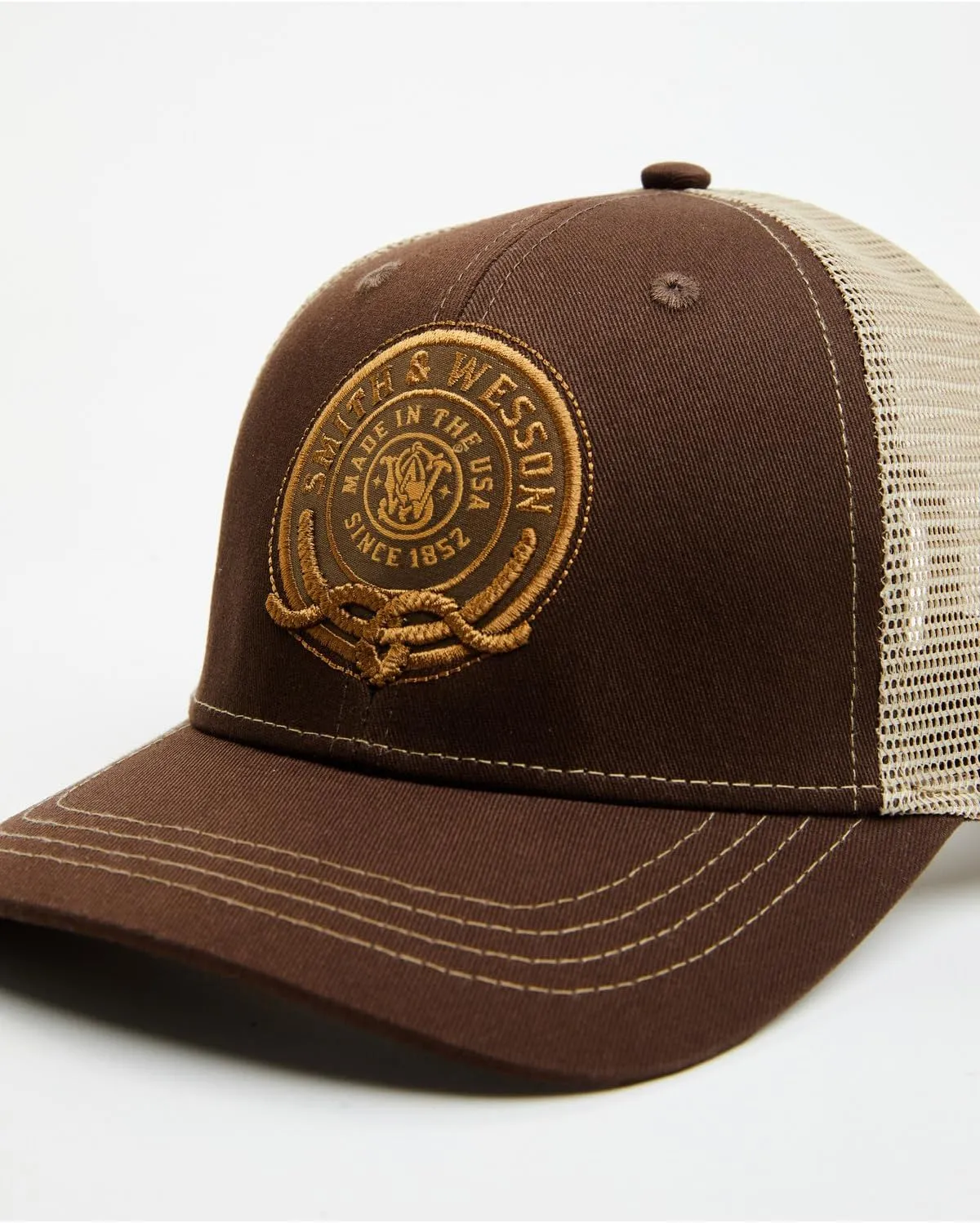 Smith & Wesson? Officially Licensed Men's Trucker Hat, Adjustable Snapback, 6-Panel Mesh Baseball Cap, One Size Fits Most