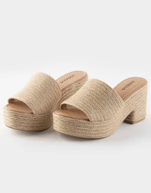 SODA Bertha-S Light Tan Womens Fashion Platform Heel Espadrille Casual Sandals