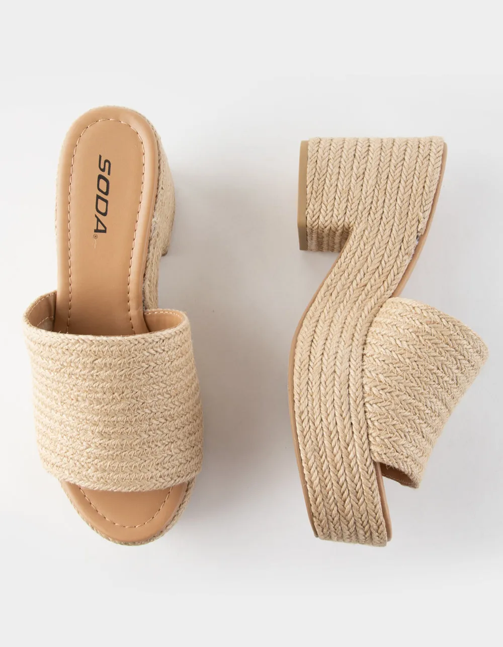 SODA Bertha-S Light Tan Womens Fashion Platform Heel Espadrille Casual Sandals