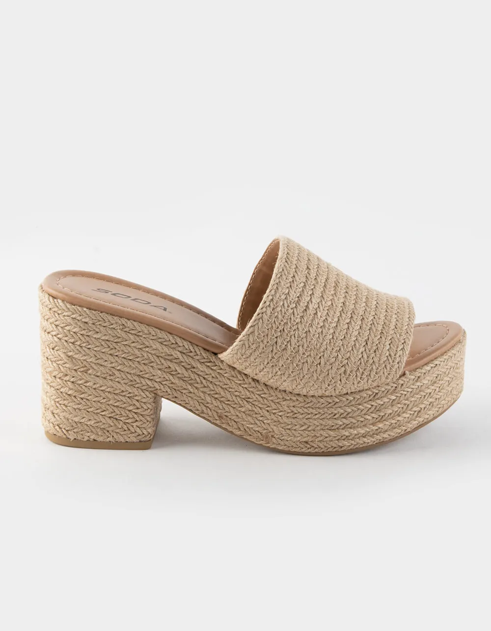 SODA Bertha-S Light Tan Womens Fashion Platform Heel Espadrille Casual Sandals