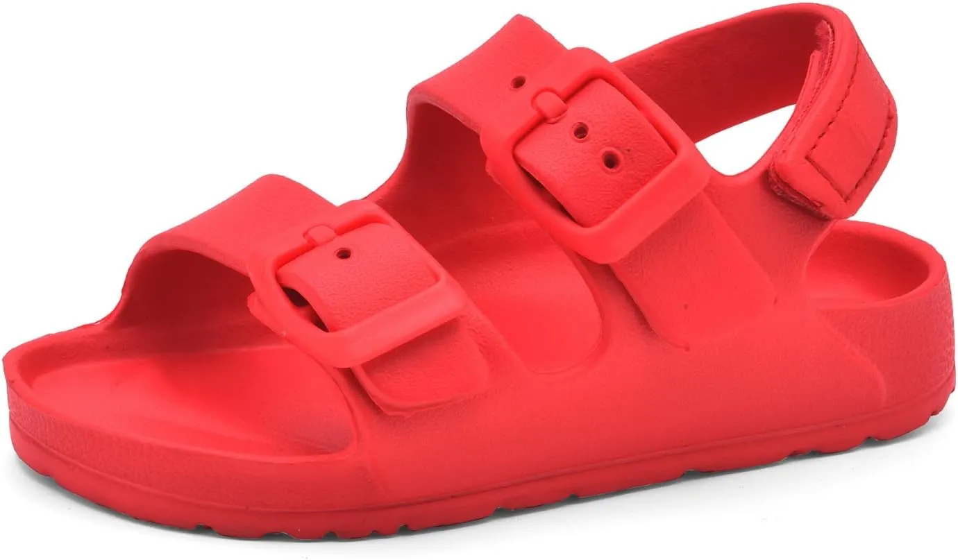 Toddler Unisex Adjustable Buckle Sandals ?C Comfortable Open Toe Beach & Pool Shoes for Boys & Girls with Back Strap