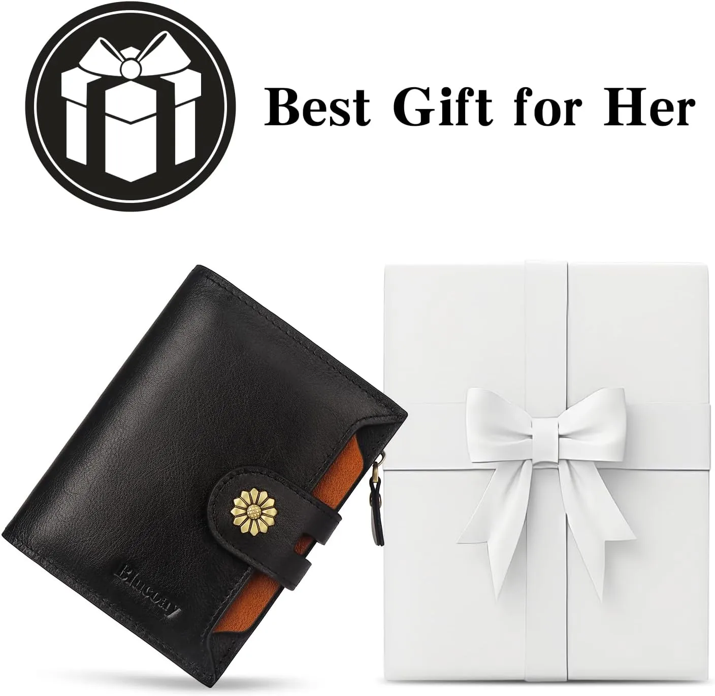 Wallet Women,RFID Blocking Leather Womens Wallet Bifold Compact Card Holder Small Wallet for Women with Removable ID Window Brownblack